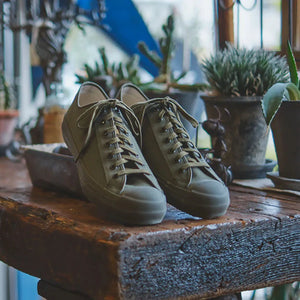 John Lofgren JLB 12oz Champion Sneakers Solid Olive lifestyle pair