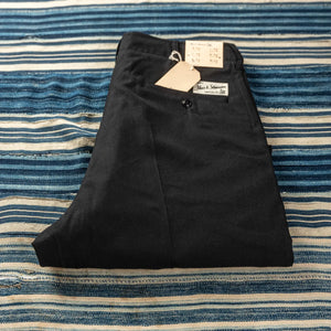 Merz b Schwanen 10oz 1920s Refined Wool Cotton Worker Chino Deep Black folded