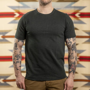 Merz b Schwanen 2S14 11oz Heavyweight Loopwheel TShirt Forest worn front