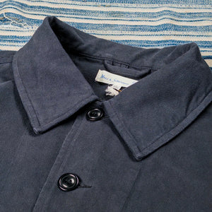 Merz b Schwanen 12oz Broken Twill Cropped Work Jacket Charcoal detail collar