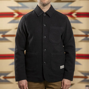 Merz b Schwanen 13oz Burel Wool Jacket Black Front Worn