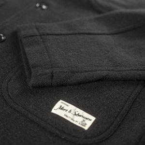 Merz b Schwanen 13oz Burel Wool Jacket Black Close Up Sleeve