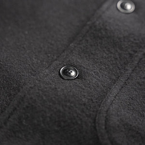 Merz b Schwanen 13oz Burel Wool Jacket Black Close Up Button Front