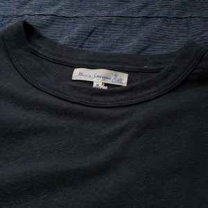 Merz b Schwanen 4oz Featherweight Linen TShirt Deep Black detail crew neck