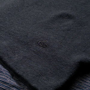 Merz b Schwanen 4oz Featherweight Linen TShirt Deep Black close up swan embroidery