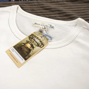 Merz b Schwanen 2M15 7oz Midcentury Tshirt White Close Up Collar