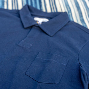 Merz b. Schwanen 7.2oz Loopwheeled Pique Polo Shirt – Ink Blue