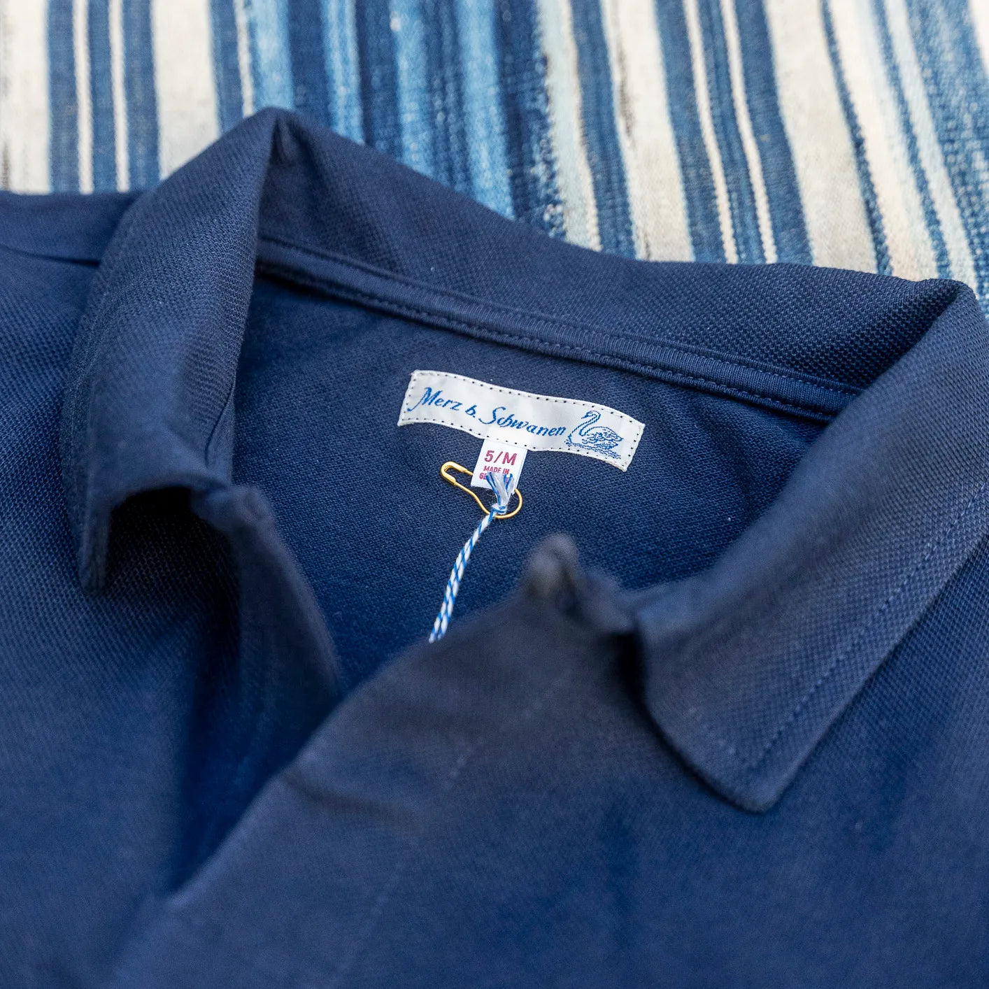 Merz Schwanen Polo Shirt – Pique, Loopwheeled, Ink Blue