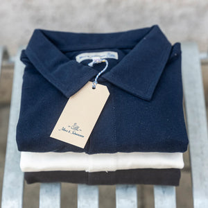 Merz b. Schwanen 7.2oz Loopwheeled Pique Polo Shirt – Ink Blue