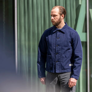 Merz b. Schwanen 12oz Broken Twill Cropped Work Jacket – Ink Blue