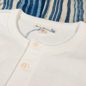 Merz b Schwanen 2S08 11oz Heavy Loopwheeled Henley White detail crew neck
