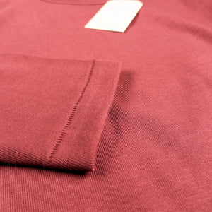 Merz b Schwanen 2S18 11oz Heavy Loopwheeled Longsleeve Burgundy close up cuff