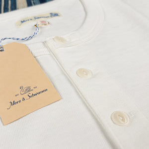 Merz b Schwanen 2S08 11oz Heavy Loopwheeled Henley White detail placket