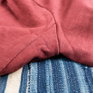 Merz b Schwanen 2S18 11oz Heavy Loopwheeled Longsleeve Burgundy detail triangle insert