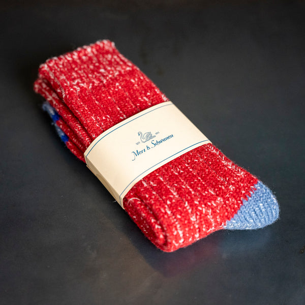 Merz b. Schwanen Merino Rib Socks – Red / MW72