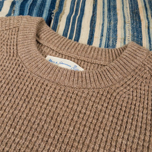 Merz b Schwanen Merino Wool Cashmere Waffle Sweater Grain detail crew neck