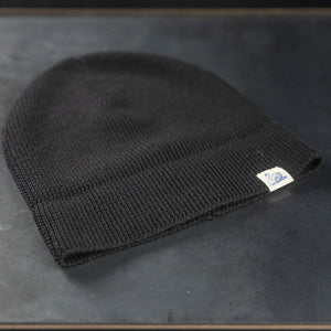 Merz beim Schwanen Merino Wool Modern Fit Beanie Deep Black full beanie unfolded cuff