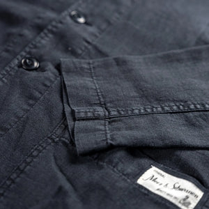 Merz b Schwanen Original Fibres 12oz Cropped Linen Work Jacket Black detail cuff