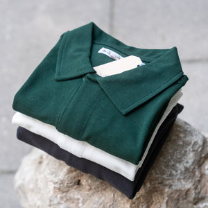 Merz b. Schwanen 7.2oz Loopwheeled Pique Polo Shirt – White