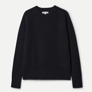 Merz b Schwanen Sturdy Ribbed Merino Wool Cashmere Raglan Sweater Deep Black front