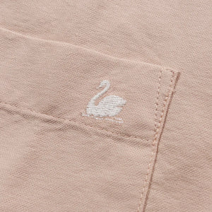 Merz b Schwanen Women 5oz Cropped Boxy Oxford Shirt Coral close up embroidery
