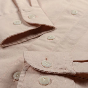 Merz b Schwanen Women 5oz Cropped Boxy Oxford Shirt Coral close up cuff