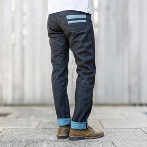 Momotaro 0605 IM 15oz Indigo Mint Selvedge Jeans Regular Tapered worn backside