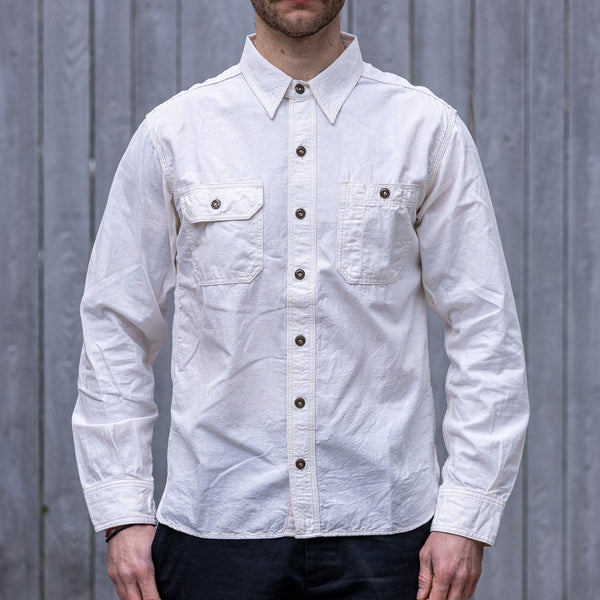 Momotaro Jeans 5oz Selvedge Chambray Work Shirt – Natural White