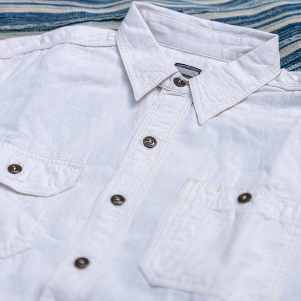 Momotaro Jeans 5oz Selvedge Chambray Work Shirt – Natural White