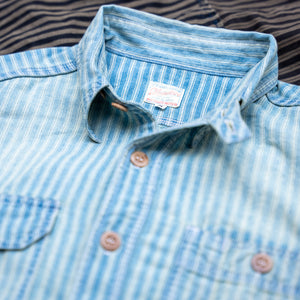 Momotaro Jeans Indigo Stripe Work Shirt – Vintage Wash