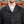 MotivMfg Peak Lapel Herringbone Denim Lounge Jacket Black close up collar worn