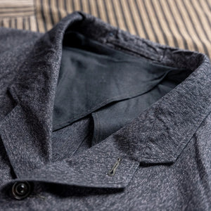 MotivMfg Silk Continental Sack Jacket Salt and Pepper Anthracite close up collar
