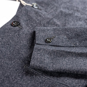 MotivMfg Silk Continental Sack Jacket Salt and Pepper Anthracite detail cuff