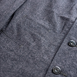 MotivMfg Silk Continental Sack Jacket Salt and Pepper Anthracite detail set in front pockets