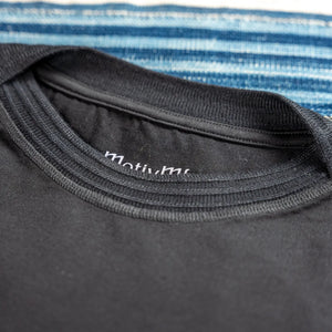 MotivMfg Supima Cotton Silk Shuttle TShirt Black detail shuttle neckline