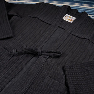 Naked and Famous 12 ounce Sugiaya Dobby Herringbone Kimono Black Sugiaya detail front