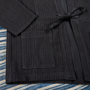 Naked and Famous 12 ounce Sugiaya Dobby Herringbone Kimono Black Sugiaya detail patch pocket