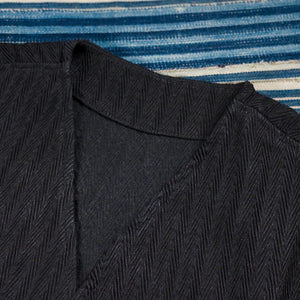 Naked and Famous 12 ounce Sugiaya Dobby Herringbone Wise Guy Shirt Black Sugiaya close up collar