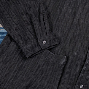 Naked and Famous 12 ounce Sugiaya Dobby Herringbone Wise Guy Shirt Black Sugiaya close up cuff and pocket