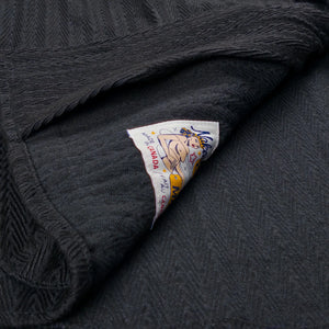 Naked and Famous 12 ounce Sugiaya Dobby Herringbone Wise Guy Shirt Black Sugiaya close up fabric inside