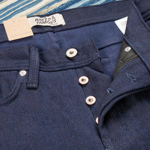 Naked and Famous 12oz Maekake Dobby Trousers Weird Guy Regular Tapered detail button fly
