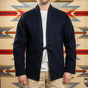 Naked & Famous 12oz Sugiaya Herringbone Kimono Indigo Dyed worn front