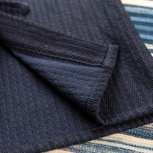 Naked & Famous 12oz Sugiaya Herringbone Kimono Indigo Dyed close up hem