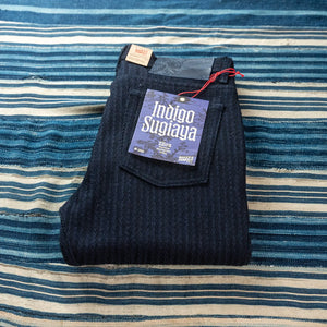 Naked And Famous 12oz Sugiaya Herringbone Trousers Weird Guy Regular Tapered folded