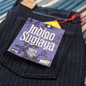 Naked And Famous 12oz Sugiaya Herringbone Trousers Weird Guy Regular Tapered detail paper label