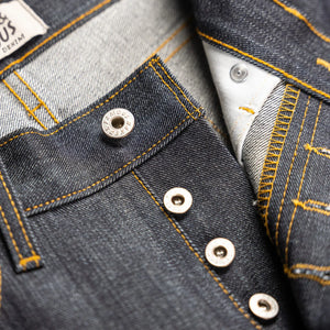 Naked and Famous 14oz Left Hand Twill Selvedge Jeans True Guy Regular Straight detail button fly