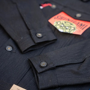 Naked And Famous 18oz Type 3 Shinigami Selvedge Denim Jacket Black