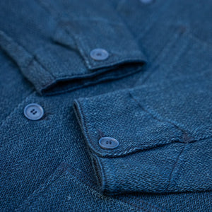 Naked And Famous 9oz Yagasuri Jacquard Chore Coat Indigo Dyed