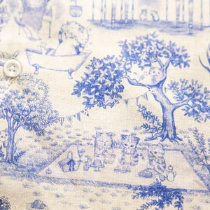 Naked And Famous Cats Linen Easy Shirt Natural With Blue Print