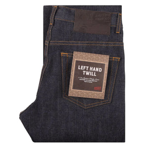 Naked and Famous 13 ounce Left Hand Twill Selvedge Jeans Groovy Guy Bootcut folded
